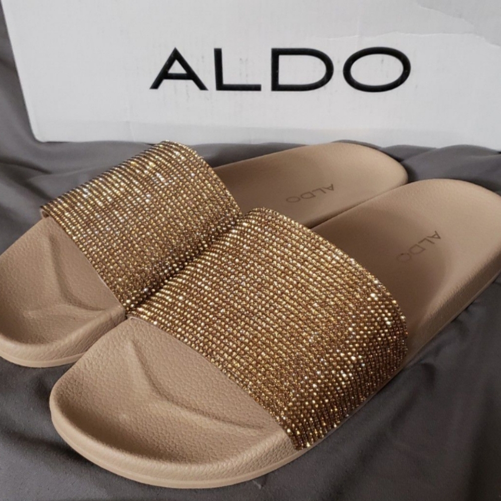 Aldo Montagne Gold Rhinestone Sandal Sli… - Picture 4 of 4